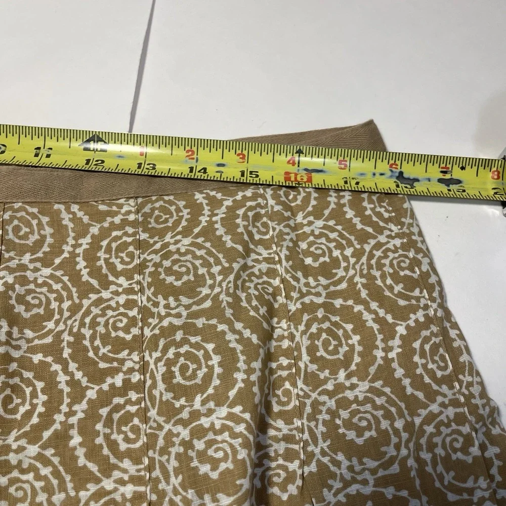 Liz Claiborne Pleated Midi Skirt 14 Back Zip Brown, White Peasant Vacation Lined